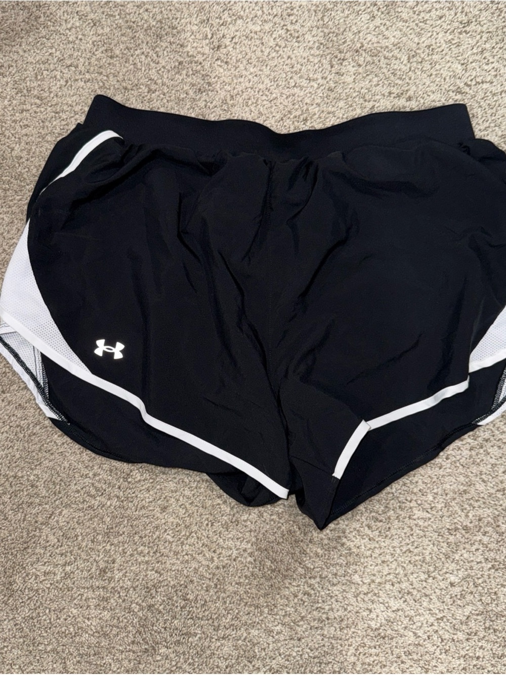 Under Armour Women's Black Athletic Shorts with White Trim